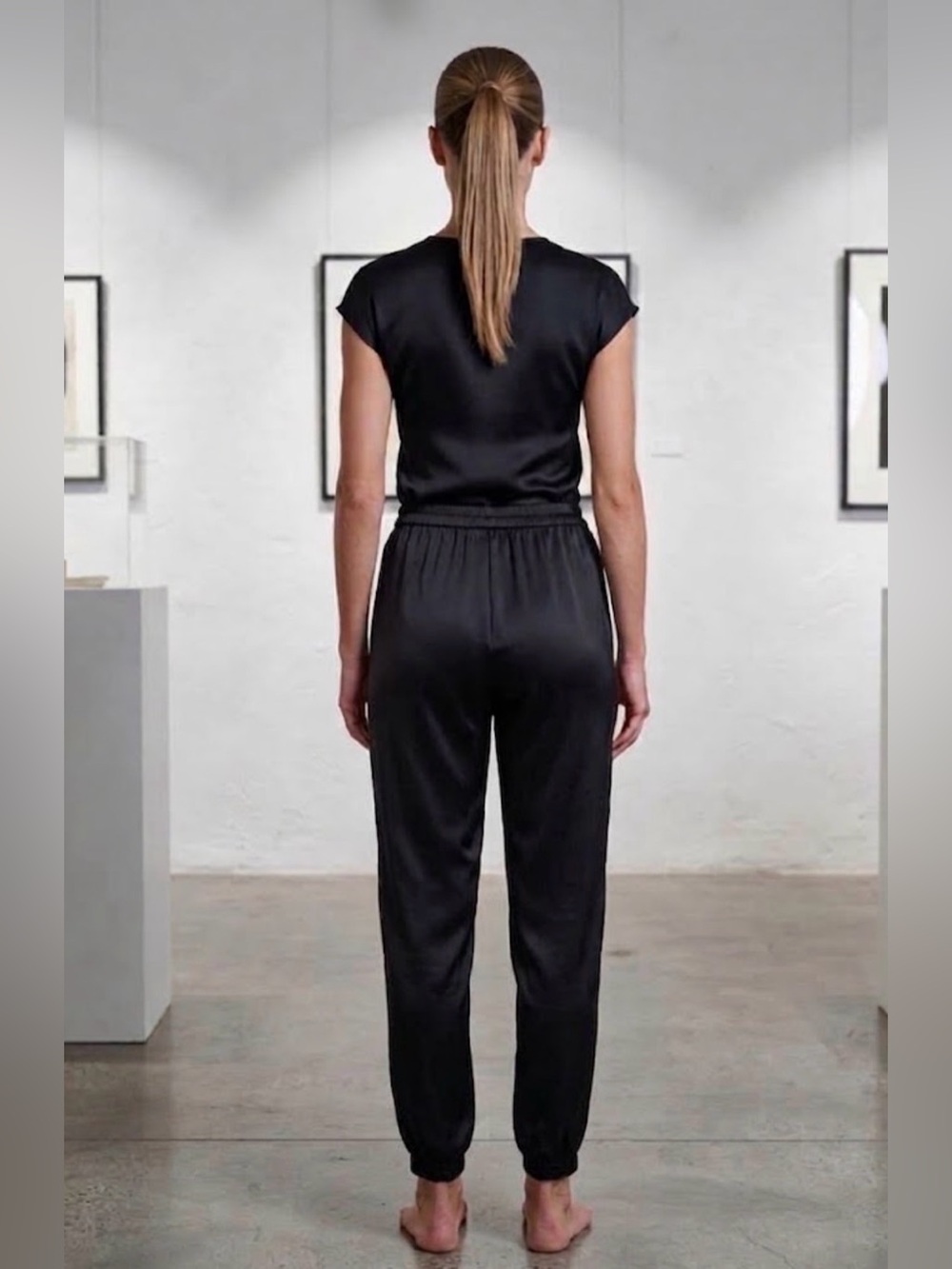 Zara Black Satin Track Joggers - Picture 2 of 5